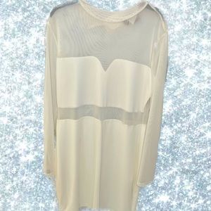 Off white long sleeve dress with sheer sleeves
